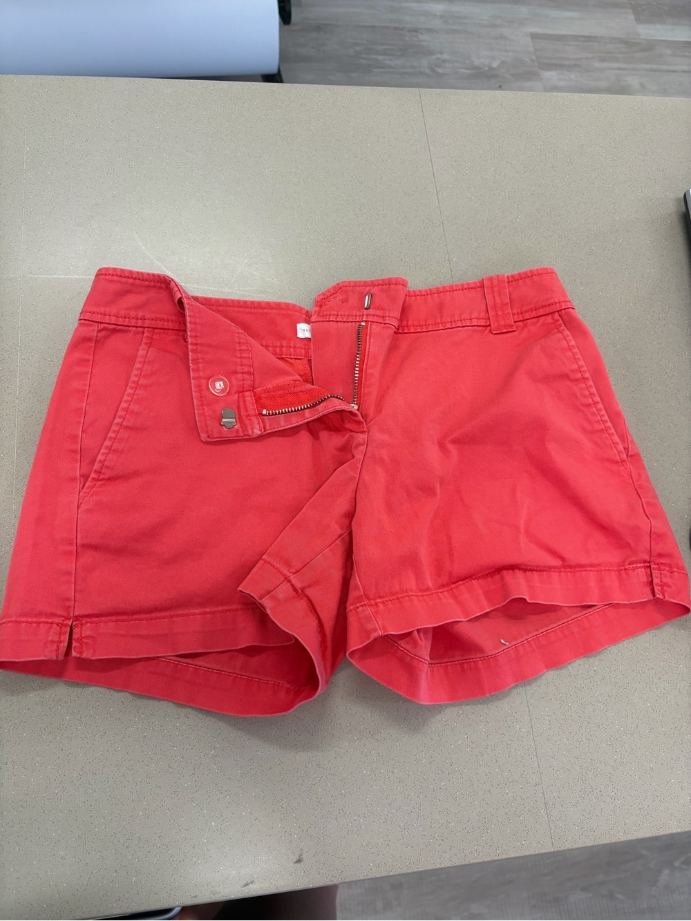 New York & Company Red Cotton Jean Shorts